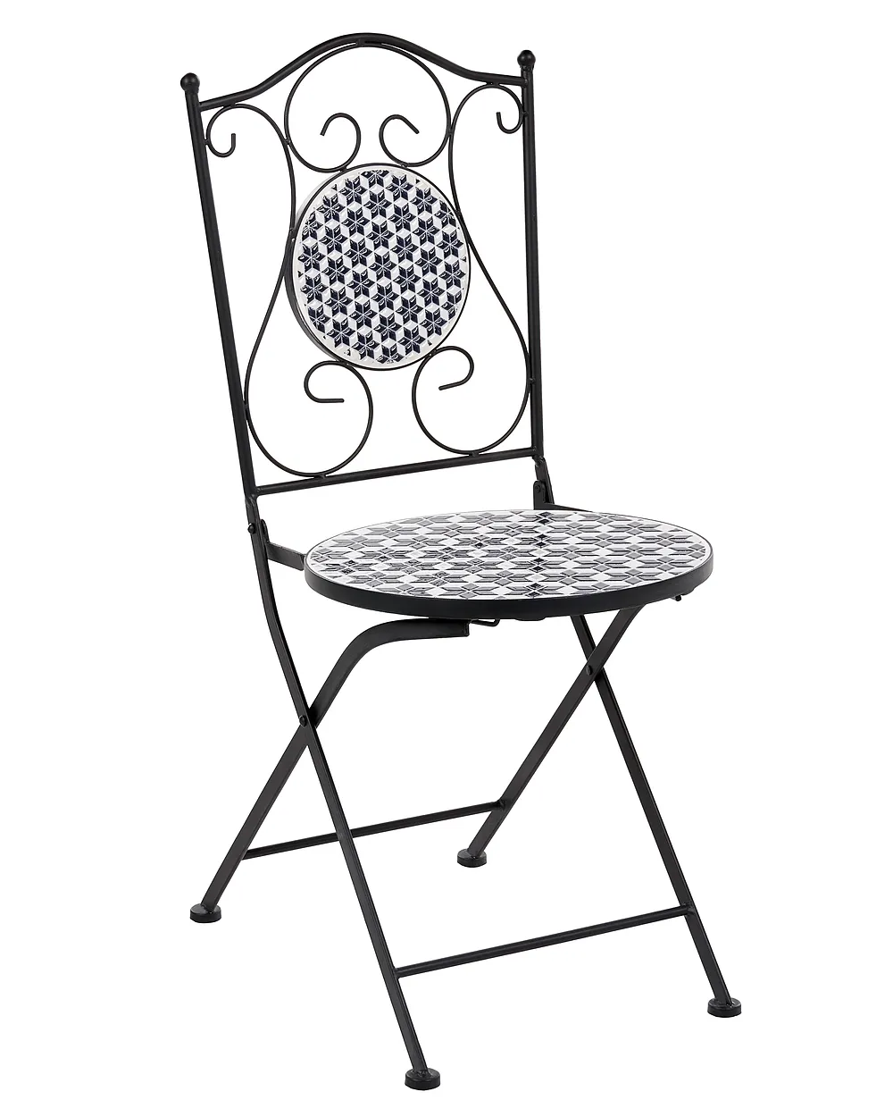 Set de 2 scaune de grădină SIROLO Pliabil Metal Alb/Albastru_1155651
