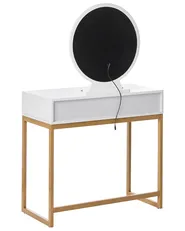Toeletta con specchio e sgabello AUXON LED Bianco_1070398