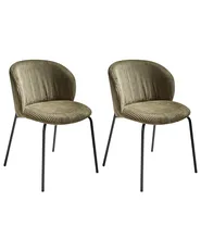 Set of 2 Dining Chairs MILES Corduroy Olive Green_1022388