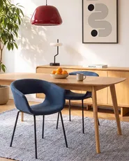 Set of 2 Dining Chairs ELMA Fabric Dark Blue_884624