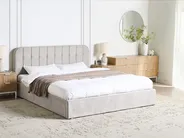 Ottoman Bed CHALLANS Fabric Off-White 180 x 200 cm (EU Super King)_1022950