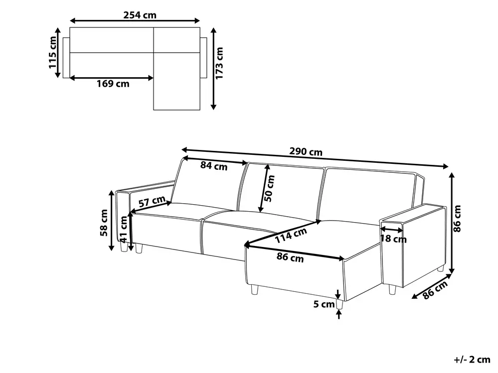 Corner Sofa Bed 3 Seater ROMEDAL II Fabric Graphite Grey Left Hand_971439