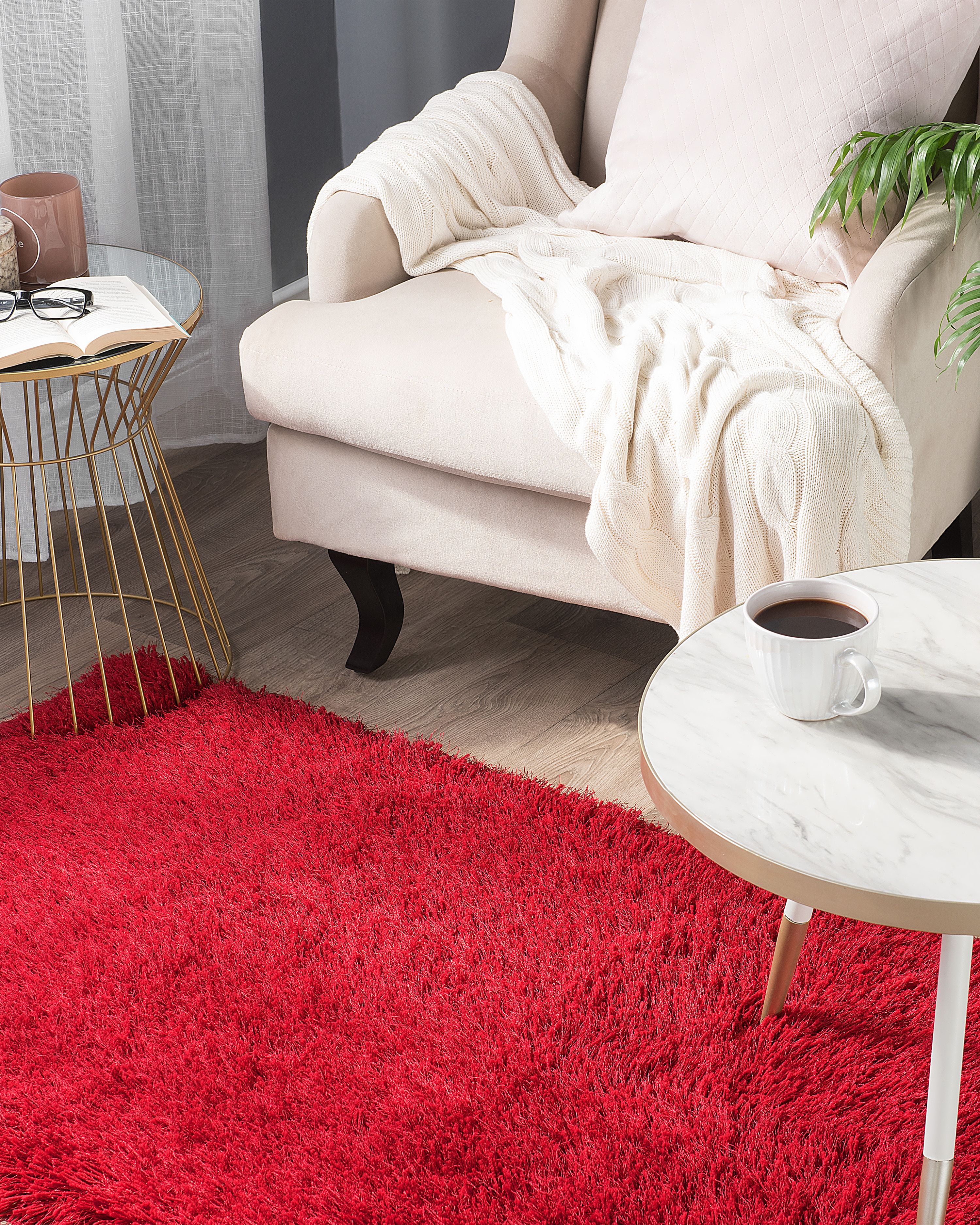 Shaggy Rug CIDE Red 80 x 150 cm_1179368