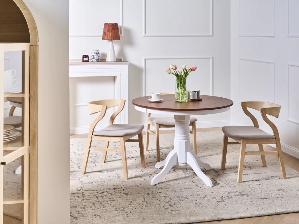 Dining Table AKRON Brown Ash Wood 100 cm 100 cm Wood
