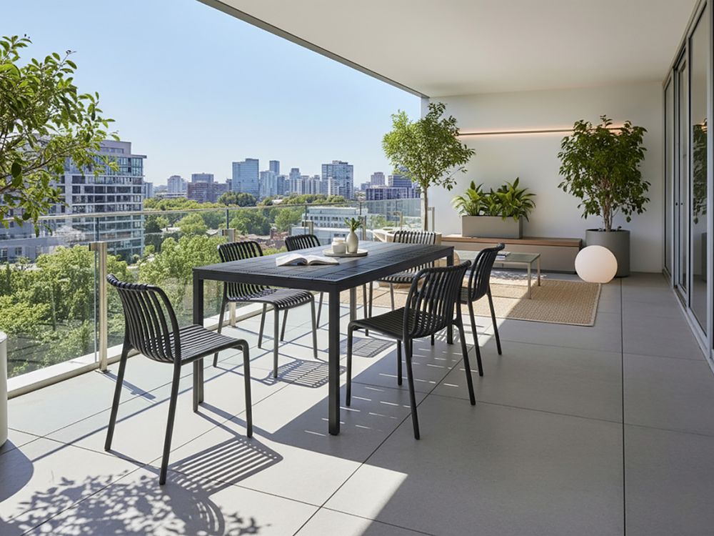 Table de salle à manger de jardin BARTICA 154 cm 84 cm Noir