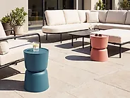Set of 2 Side Tables ATACAMA 32/40 cm 32/40 cm Teal Orange_1172201