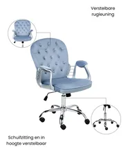 Bureaustoel PRINCESS Fluweel Lichtblauw_1036991