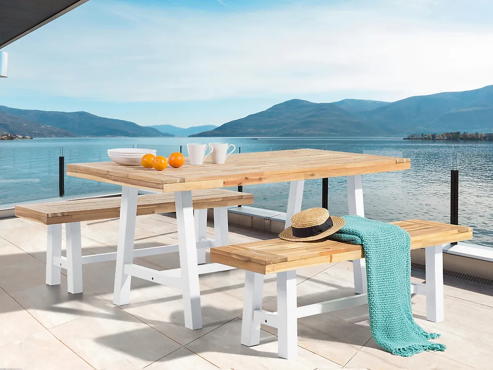 Garden Bench SCANIA 140 cm Acacia Wood White_1176027