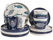 Set di 16 stoviglie TAMARIND Porcellana Bianco/Blu_1026528