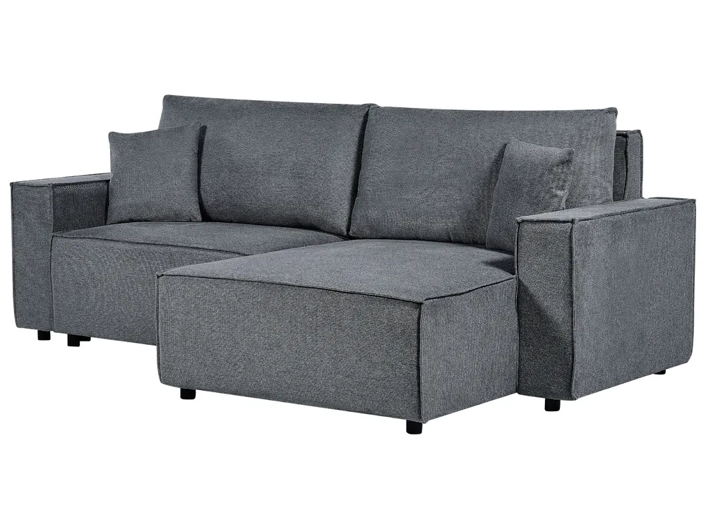 Corner Sofa Bed 3 Seater KARILA with Storage Fabric Dark Grey Left Hand_886048