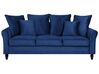 3-seters sofa fløyel mørkeblå BORNHOLM_748483