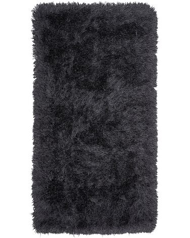 Tappeto shaggy rettangolare nero 80 x 150 cm CIDE