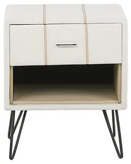 1 Drawer Bedside Table BETIN Faux Leather White_788990