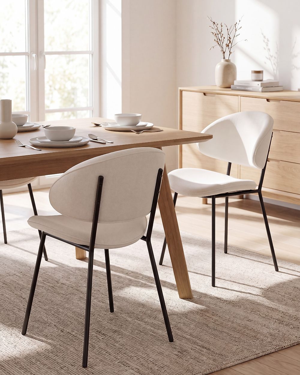 Set of 2 Dining Chairs KIANA Fabric Light Beige