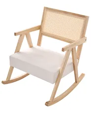 Poltrona a dondolo RYA Legno Marrone chiaro/Beige chiaro_1070557
