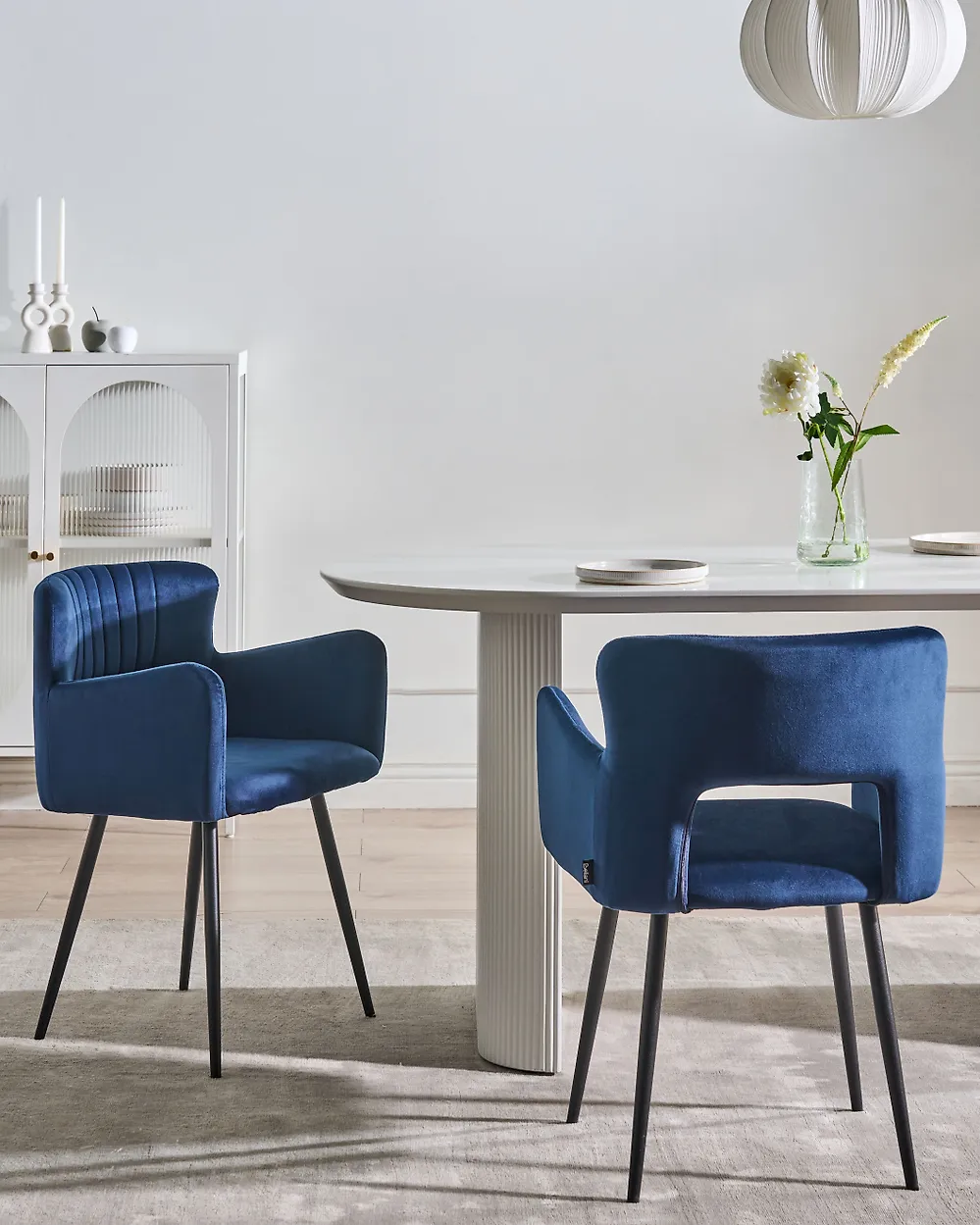 Esszimmerstuhl 2er Set SANILAC Samtstoff Marineblau_1172857
