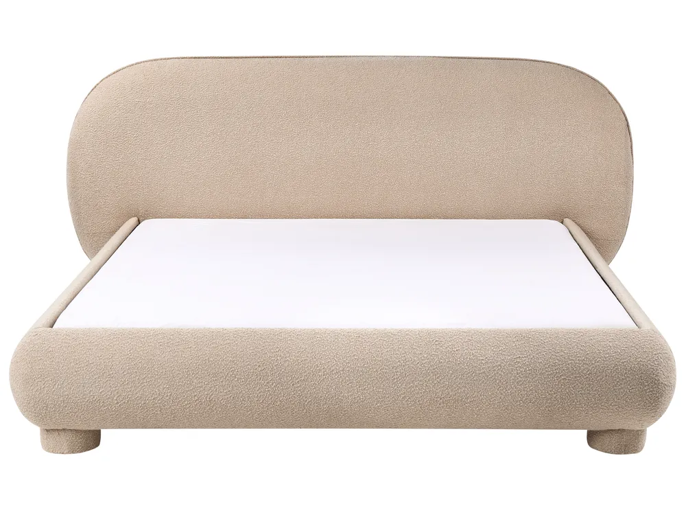 Bett mit Lattenrost Bouclé BAYEL 160 x 200 cm Taupe_1056374