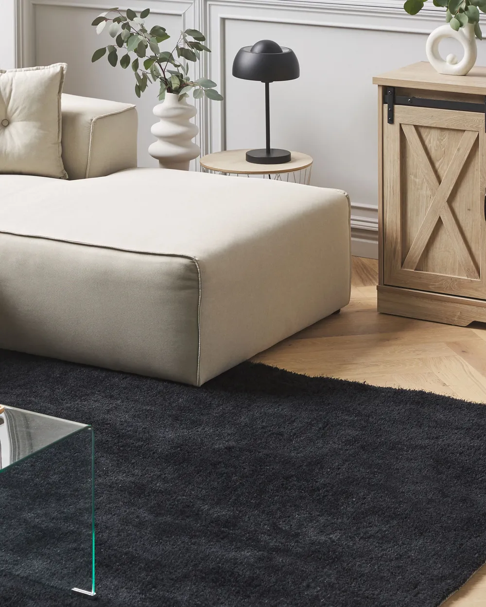 Shaggy Rug DEMRE Black 140 x 200 cm - Beliani.pt