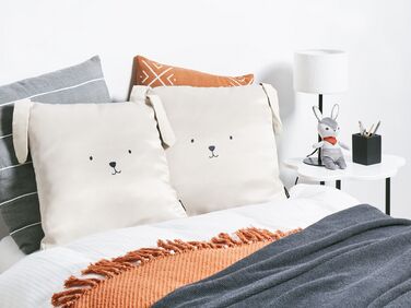 2 Cotton Kids Cushions with Bunny Motif 45 x 45 cm Light Beige CONEY