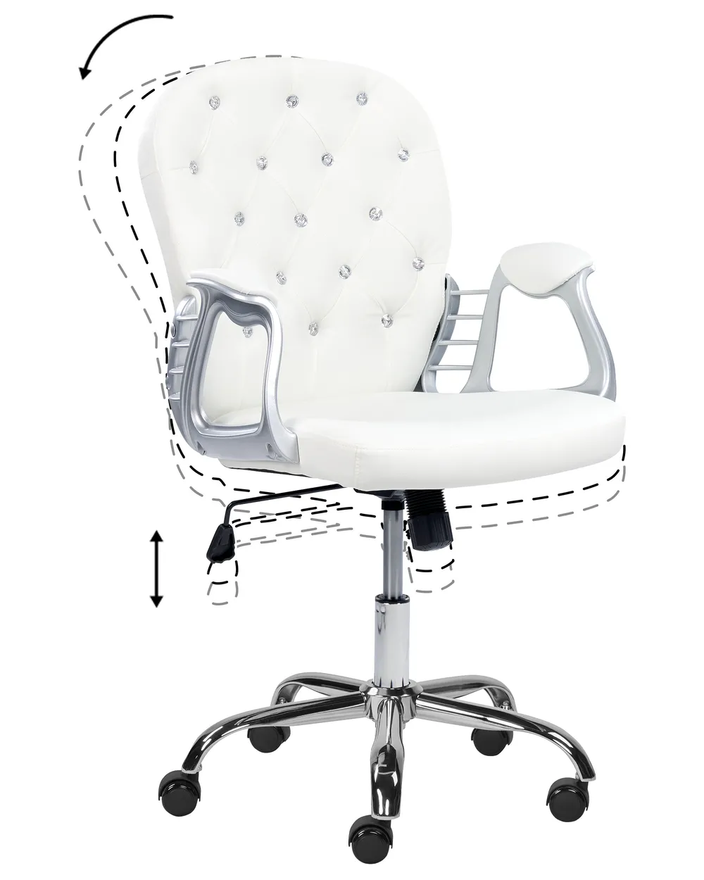 Desk Chair PRINCESS Faux Leather White_862813