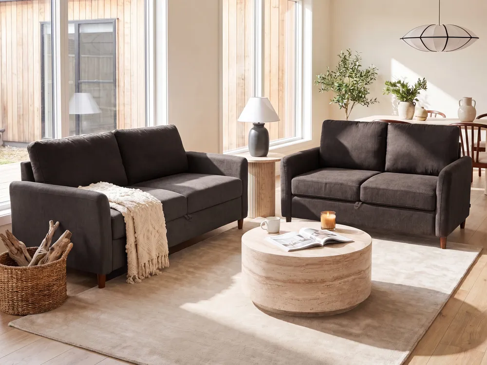 Sofa 2 Seater MARE Fabric Dark Brown_1100094