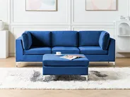 Modular Sofa 3 Seater EVJA with Ottoman Velvet Navy Blue_859652