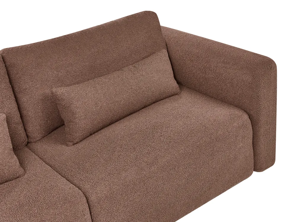 Sofa rozkładana dla 3 osób VAXHOLM ze schowkiem Boucle Brązowy_1026760