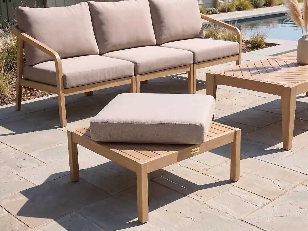 Garden Sofa Set 3 Seater RIVELLO with Ottoman Acacia Wood Light Brown_1175328