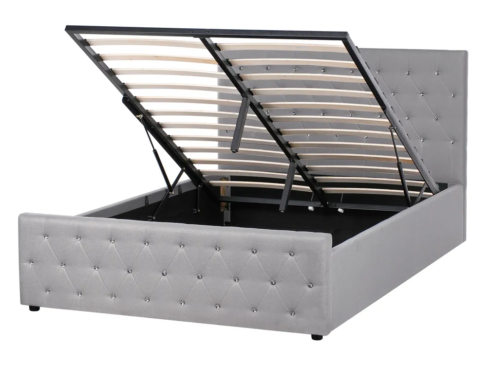 Letto contenitore Tessuto AMIENS 140 x 200 cm Grigio chiaro