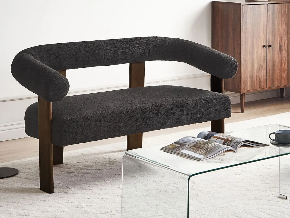 Sofa dla 2 osób ILBRO Boucle Czarny/ ciemny brąz