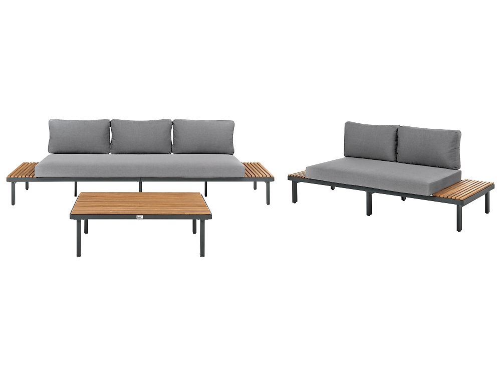 Garden Lounge Set with Table 5 Seater FIVIZZANO Acacia Wood Dark Grey