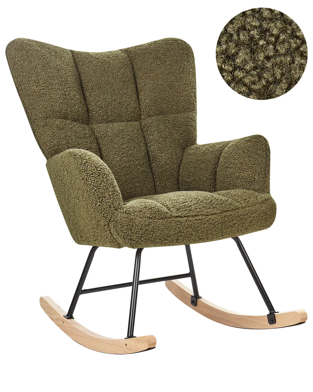 Fotel bujany OULU Boucle Ciemnozielony