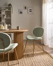 Set of 2 Dining Chairs LUANA Boucle Light Green_1026905