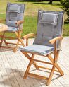 Set of 2 Garden Folding Chairs with Grey Cushions MAUI II_926524