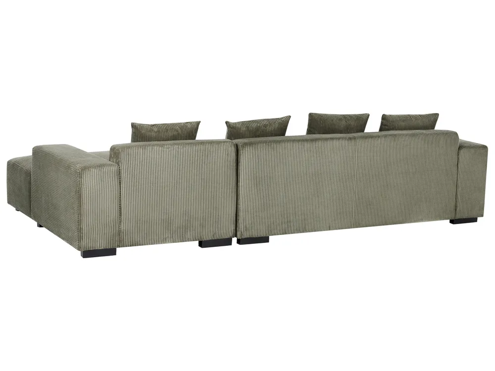 Corner Sofa 4 Seater LUNGO Corduroy Green Left Hand_962282