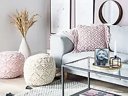 Throw Cushion YANIKLAR 40 x 40 cm Cotton Pink Geometric Pattern_1179405
