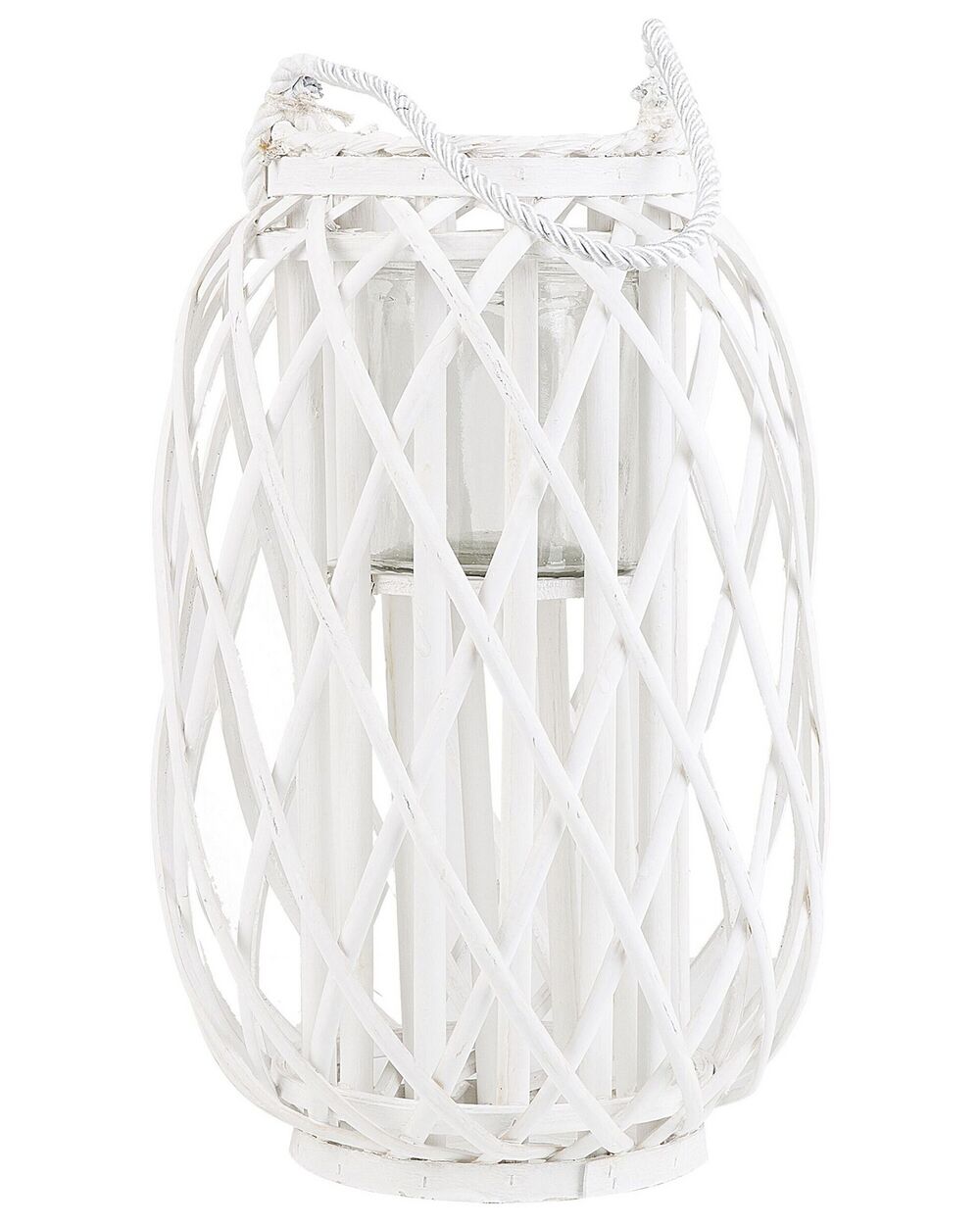 Lanterna MAURITIUS 40 cm Legno di salice Bianco