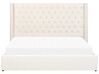 Zamatová posteľ s úložným priestorom 180 x 200 cm krémová biela LUBBON_882124