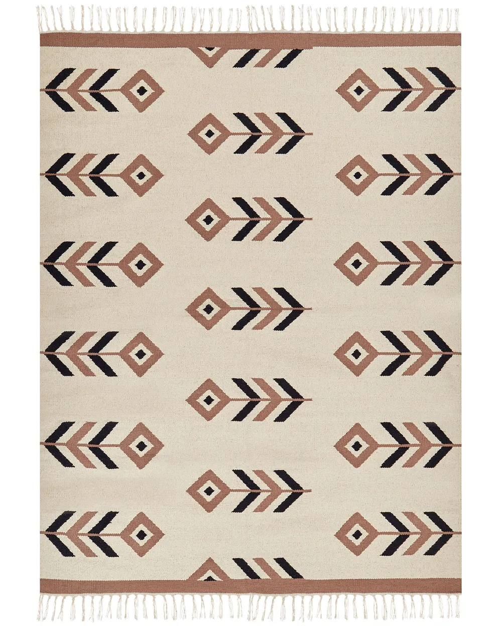 Vloerkleed kelim beige/zwart in diverse formaten NIAVAN