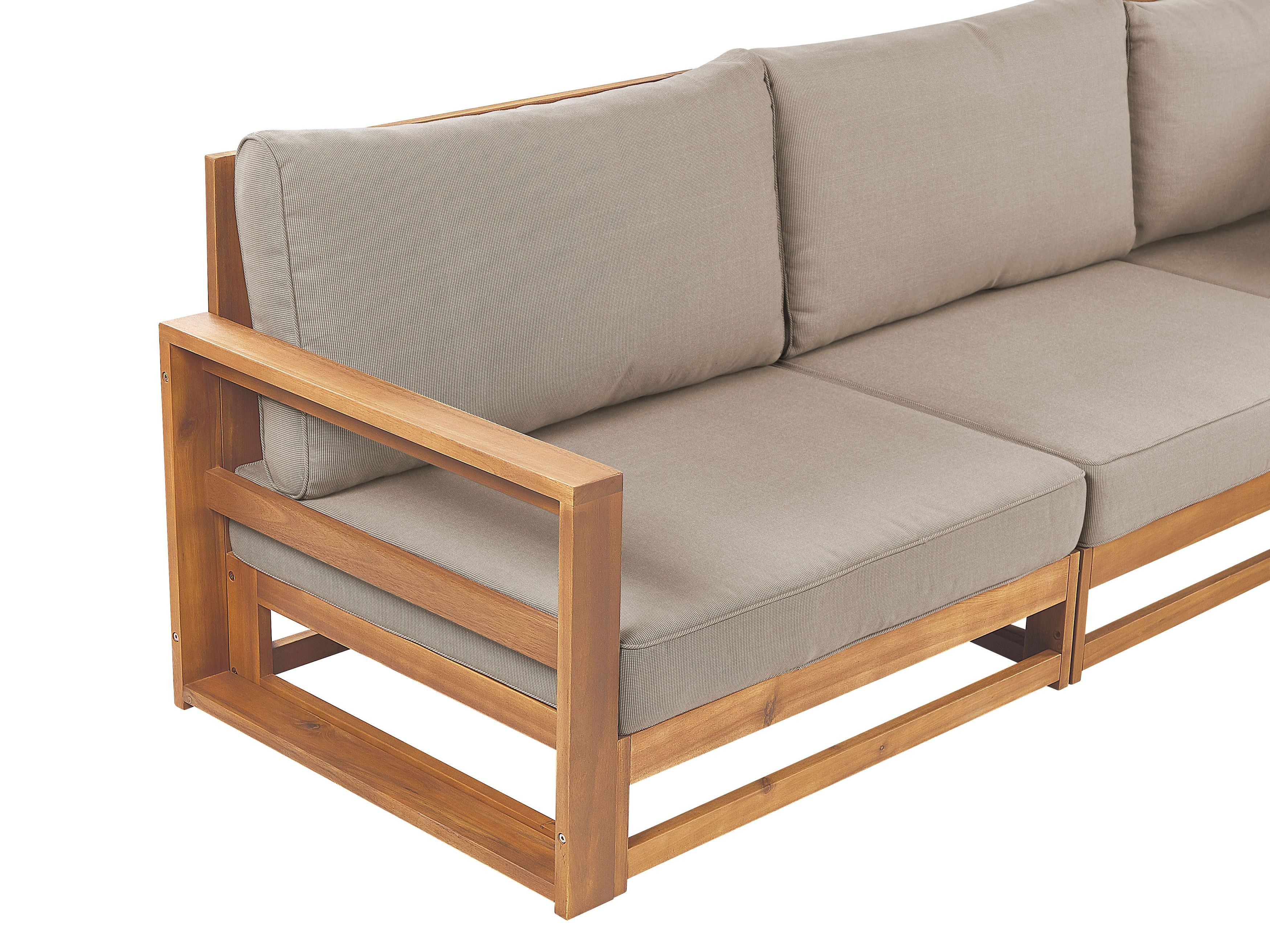5 Seater Certified Acacia Wood Garden Sofa Set Light TIMOR II | Beliani ...