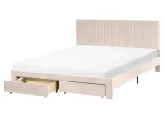 Pat cu sertare LONZAC Catifea Bej 160 x 200 cm_1014702