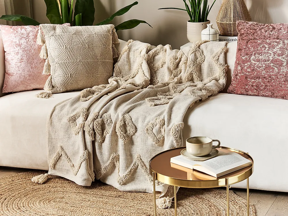 Coperta GUNA Cotone 130 x 180 cm Beige_1178442