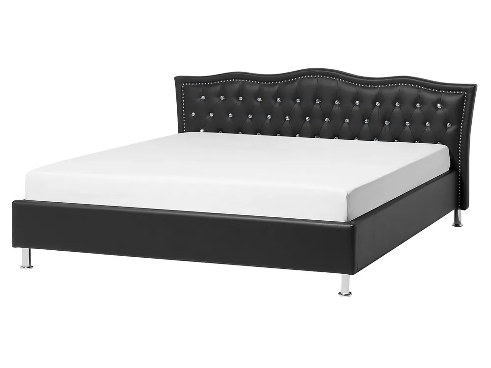 Bed Faux Leather METZ 160 x 200 cm (EU King Size) Black