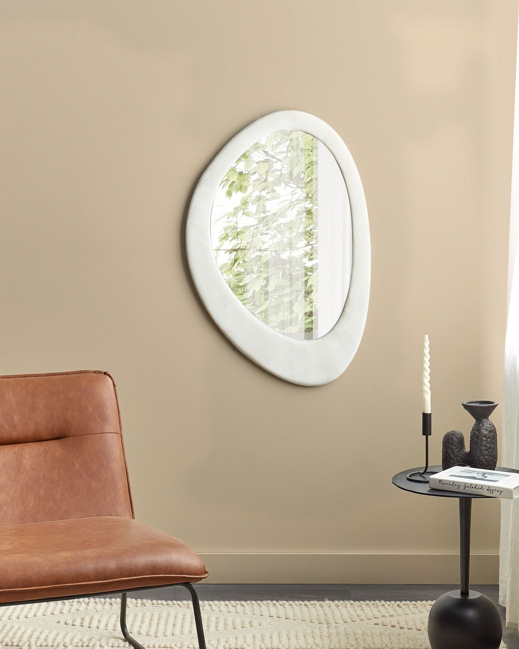 Velvet Wall Mirror 60 x 90 cm White AUDES_903918