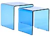 Set of 2 Side Tables KENDALL Tempered Glass Blue