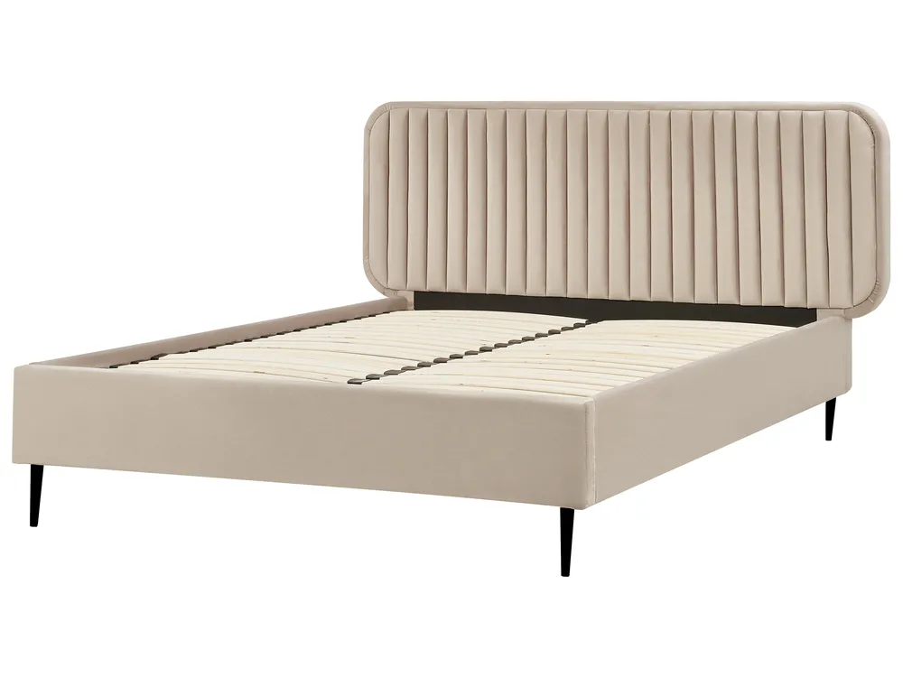 Bett mit Lattenrost Samtstoff BRIN 140 x 200 cm Taupe_942102