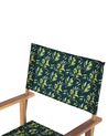 Zestaw 2 krzeseł ogrodowych i 2 wymiennych tkanin jasne drewno akacjowe z białym / wzór w oliwki CINE_819269