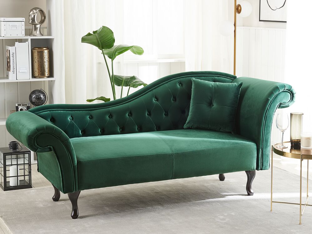 Chaise longue versione destra LATTES Velluto Verde scuro