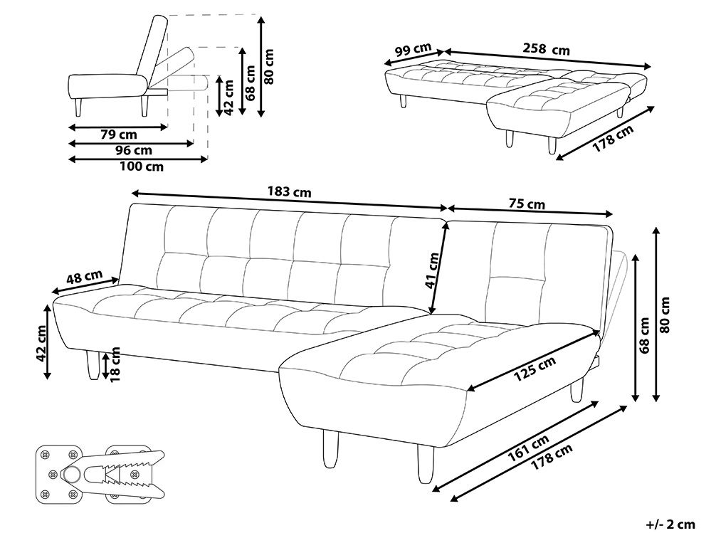 Modular Corner Sofa Bed 4 Seater ALSTEN Fabric Green Left Hand_1003842
