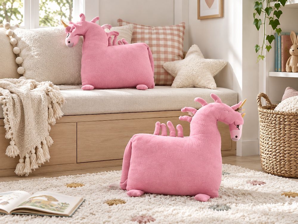 Set of 2 Decorative Cushions LAMMI 45 x 45 cm Cotton Unicorn Pink